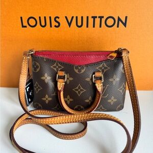Louis Vuitton Pallas Nano Satchel Mini Purse Monogram crossbody 100% Authentic!